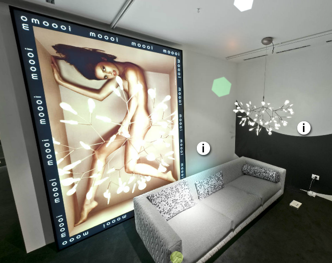 Screenshot van de stand van MOOOI tijdens de Milaan design week 2012. Links een nieuwe foto van lamp Heracleum van Bertjan Pot. Rechts de lamp in het echt. Onder bank Delft Grey van Marcel Wanders. Screenshot van de stand van MOOOI tijdens de Milaan design week 2012. Links een nieuwe foto van lamp Heracleum van Bertjan Pot. Rechts de lamp in het echt. Onder bank Delft Grey van Marcel Wanders.