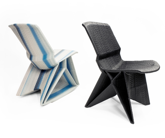 Endless chair Dirk vander Kooij is gemaakt met zijn zelfgemaakte 3D printer..